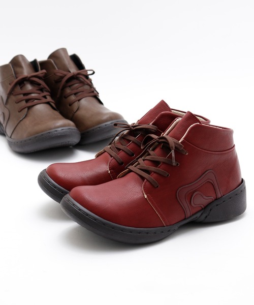 Re:getA(リゲッタ)の「レースアップロゴショートブーツ(ブーツ・レディース・ダークブラウン/ブラック/ワイン/キャメル・M/S)」の7枚目の写真