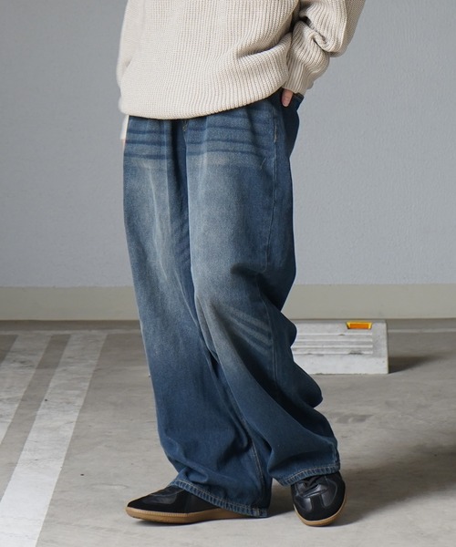 【美品】パルフェット　ギンガムチェック＆デニム柄スイムウェア　ブルー パルフェット Chill Vintage ギンガムチェックデニム柄スイム