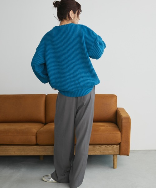 Auntie Rosa Holiday（アンティローザホリデー）の「片畦オーバーサイズニット（ニット/セーター・レディース・ブルー/ピンク/アイボリー/レッド/チャコールグレー/ライトピンク/イエロー・FREE）」の18枚目の写真