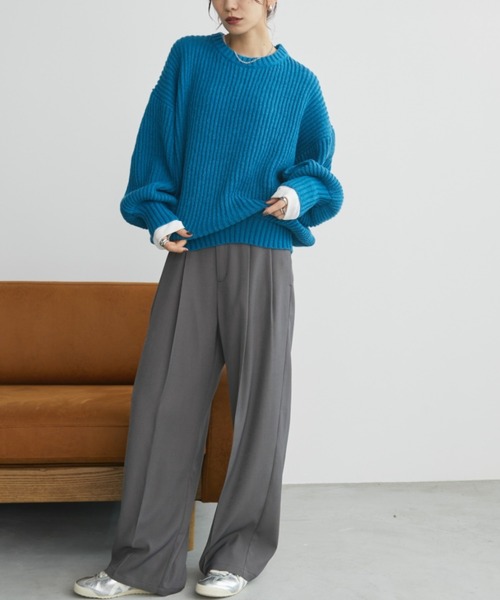 Auntie Rosa Holiday（アンティローザホリデー）の「片畦オーバーサイズニット（ニット/セーター・レディース・ブルー/ピンク/アイボリー/レッド/チャコールグレー/ライトピンク/イエロー・FREE）」の10枚目の写真