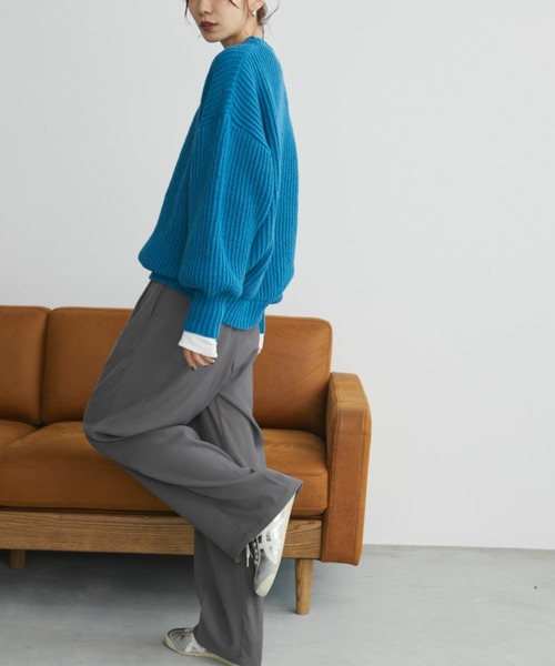 Auntie Rosa Holiday（アンティローザホリデー）の「片畦オーバーサイズニット（ニット/セーター・レディース・ブルー/ピンク/アイボリー/レッド/チャコールグレー/ライトピンク/イエロー・FREE）」の11枚目の写真