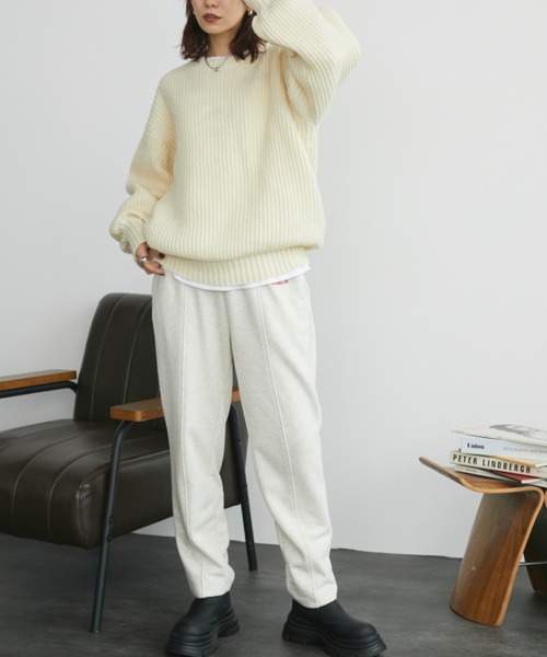 Auntie Rosa Holiday（アンティローザホリデー）の「片畦オーバーサイズニット（ニット/セーター・レディース・ブルー/ピンク/アイボリー/レッド/チャコールグレー/ライトピンク/イエロー・FREE）」の15枚目の写真