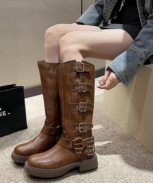 Chick（チック）の「△Side Belt Long Boots / サイドベルトロング