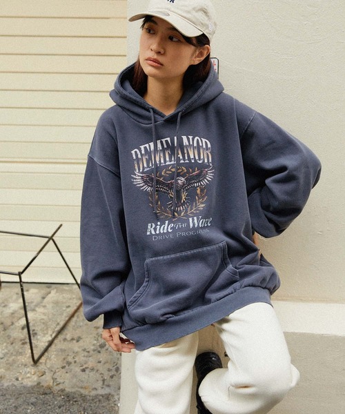ダークグレー 1977 プリント パーカー M FOG ESSENTIALS/エッセンシャルズ 1977 HOODIE KNIT フーディー