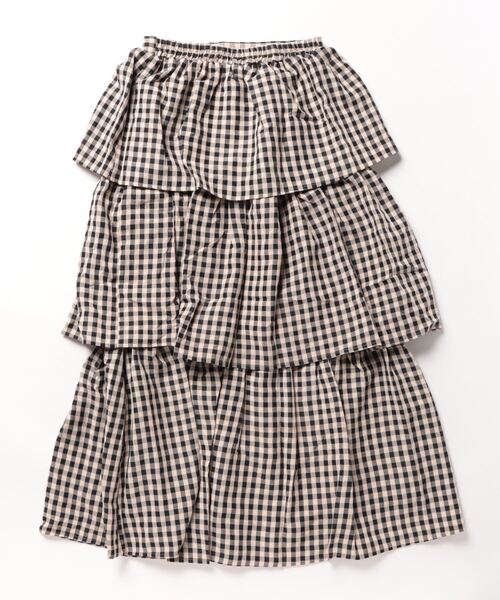 e-zakkamania stores（イーザッカマニアストアーズ）の「ギンガムチェック ティアードロングスカート（スカート・レディース・ピンクベージュ/ミント・M）」の14枚目の写真