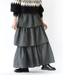 e-zakkamania stores | ギンガムチェック ティアードロングスカート(スカート)