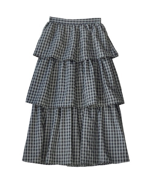 e-zakkamania stores（イーザッカマニアストアーズ）の「ギンガムチェック ティアードロングスカート（スカート・レディース・ピンクベージュ/ミント・M）」の12枚目の写真