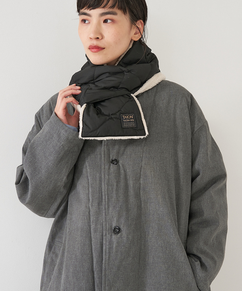 TAION(タイオン)の「※品番変更※【TAION】リバーシブル ダウンボア マフラー(ストール/ショール・レディース・カーキ/ブラック/ブラック系その他・フリー)」の3枚目の写真