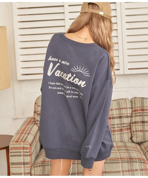 anap mimpi（アナップミンピ）の「メッセージ 刺繍 裏起毛 カラー スウェット トレーナー（スウェット・レディース・ミント/ピンク/ネイビー・FREE）」の2枚目の写真