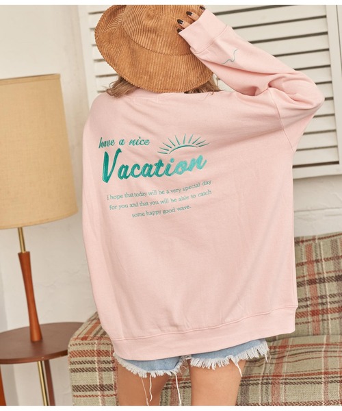 anap mimpi（アナップミンピ）の「メッセージ 刺繍 裏起毛 カラー スウェット トレーナー（スウェット・レディース・ミント/ピンク/ネイビー・FREE）」の4枚目の写真