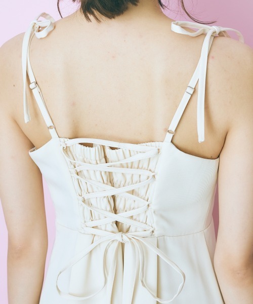 marun（マルン）の「＜大きいサイズ＞ 肩リボンキャミソールワンピース marun（ワンピース・レディース・ブラック/アイボリー・5L/LL/4L/L/3L）」の9枚目の写真