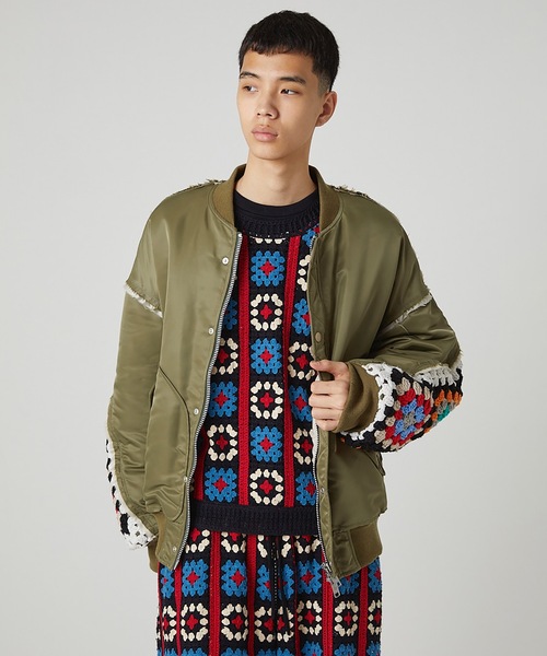 DISCOVERED（ディスカバード）の「CROCHET SLEEVE MA-1 -AW-（MA-1・メンズ・ブラック×ブラック/ブラック/カーキ・3/1）」の3枚目の写真