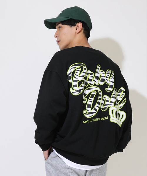 BABYDOLL（ベビードール）の「親子お揃い ゼブラ柄 リブ トレーナー 8965A（スウェット・メンズ・ブラック/ピンク系その他7/グリーン/パープル・L/XL/M/S）」の2枚目の写真