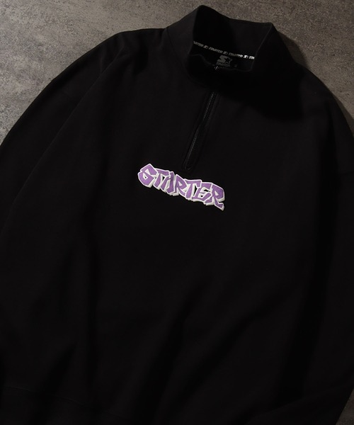 STARTER BLACK LABEL（スターターブラックレーベル）の「【STARTER /スターター】グラフィック ラバー×発砲プリント 裏起毛 オーバーサイズ スタンドハーフジップ プルオーバー（スウェット・メンズ・ホワイト系/ブラック/ブラウン・L/M/XL）」の4枚目の写真