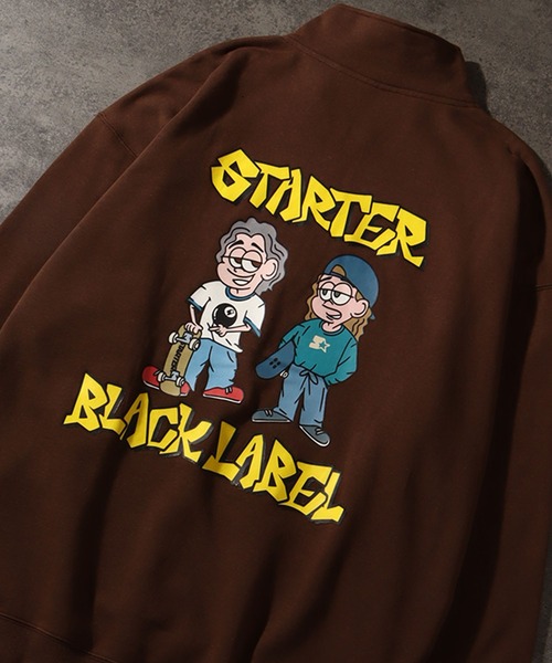 STARTER BLACK LABEL（スターターブラックレーベル）の「【STARTER /スターター】グラフィック ラバー×発砲プリント 裏起毛 オーバーサイズ スタンドハーフジップ プルオーバー（スウェット・メンズ・ホワイト系/ブラック/ブラウン・L/M/XL）」の8枚目の写真