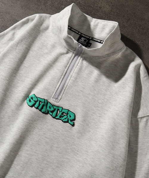 STARTER BLACK LABEL（スターターブラックレーベル）の「【STARTER /スターター】グラフィック ラバー×発砲プリント 裏起毛 オーバーサイズ スタンドハーフジップ プルオーバー（スウェット・メンズ・ホワイト系/ブラック/ブラウン・L/M/XL）」の10枚目の写真