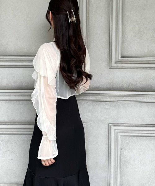 mily bilet（ミウィビレット）の「【mily bilet】シーンレスで大活躍の最強セットアイテム♪チュール ケープ ボレロ付きマーメイド キャミ ワンピース（ワンピース・レディース・ブラック/グレー/モカ・MEDIUM/LARGE/X-LARGE/SMALL）」の21枚目の写真