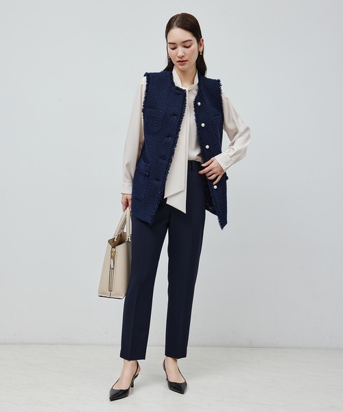 ROPE'(ロペ)の「ジョーゼットストレッチ ボウタイブラウス【セレモニー対応】【洗える】(シャツ/ブラウス・レディース・ホワイト/ベージュ・FREE)」の5枚目の写真