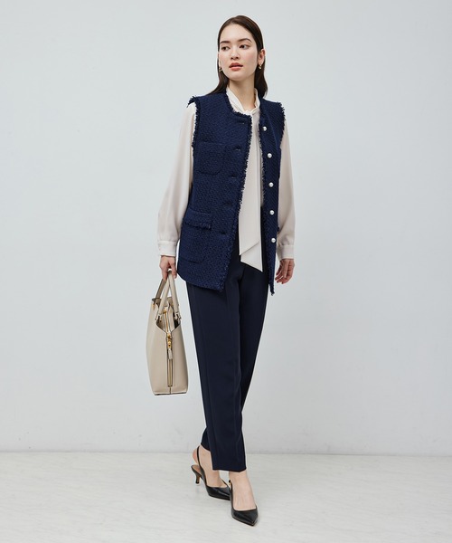 ROPE'(ロペ)の「ジョーゼットストレッチ ボウタイブラウス【セレモニー対応】【洗える】(シャツ/ブラウス・レディース・ホワイト/ベージュ・FREE)」の6枚目の写真