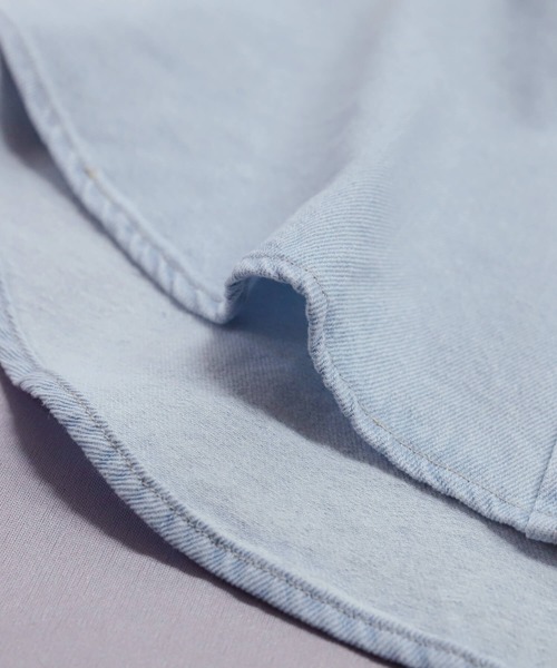 reca（レカ）の「デニムオーバーシャツジャケット（デニムジャケット・レディース・ブラック/サックスブルー系・FREE）」の5枚目の写真