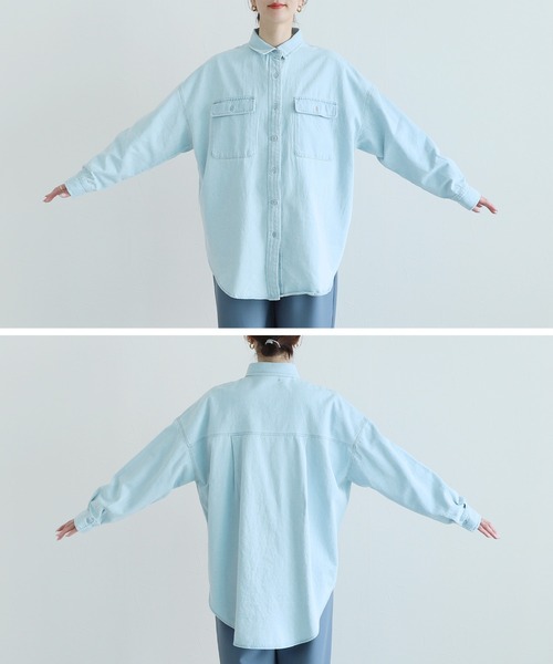 reca（レカ）の「デニムオーバーシャツジャケット（デニムジャケット・レディース・ブラック/サックスブルー系・FREE）」の17枚目の写真