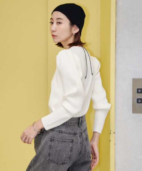 Auntie Rosa Holiday(アンティローザホリデー)の「パワショルスクエアリブニット(ニット/セーター・レディース・アイボリー/ブラック/カーキ・FREE)」の18枚目の写真