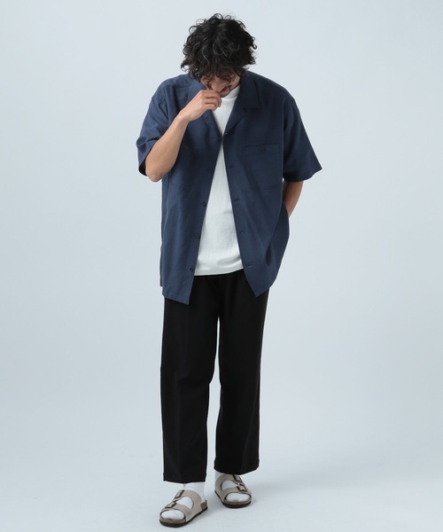 BAYFLOW(ベイフロー)の「ノルマンディーリネンオープンカラーシャツ(シャツ/ブラウス・メンズ・ネイビー/オフホワイト/チャコール・SMALL/MEDIUM/LARGE)」の8枚目の写真