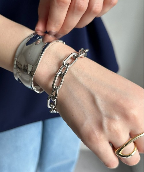 DouDou（ドゥドゥ）の「オーバル×サークルチェーンブレス（ブレスレット・レディース・ゴールド/シルバー・FREE）」の6枚目の写真