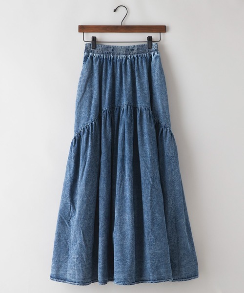 JEANS MATE(ジーンズメイト)の「【BOUNDARY/バウンダリー】 デニムギャザースカート(スカート・レディース・ケミカルウォッシュ/ブラック/スカイブルー・MEDIUM/LARGE)」の14枚目の写真