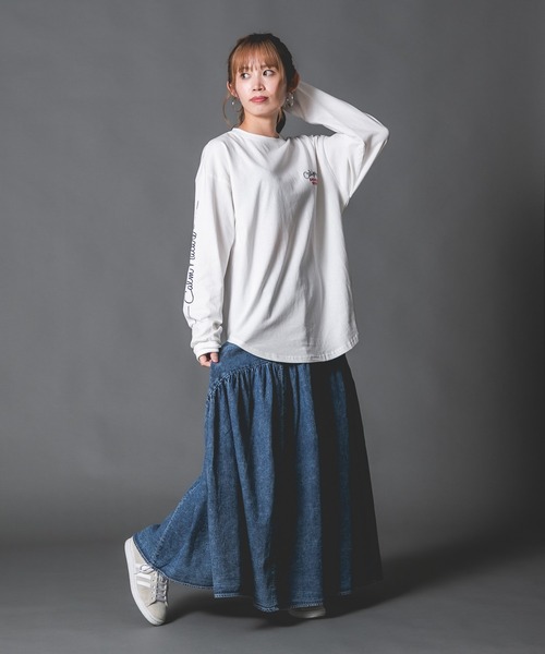 JEANS MATE(ジーンズメイト)の「【BOUNDARY/バウンダリー】 デニムギャザースカート(スカート・レディース・ケミカルウォッシュ/ブラック/スカイブルー・MEDIUM/LARGE)」の11枚目の写真