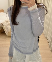 GIUNON | back stitch sheer tops / バックステッチシアートップス(Tシャツ/カットソー)