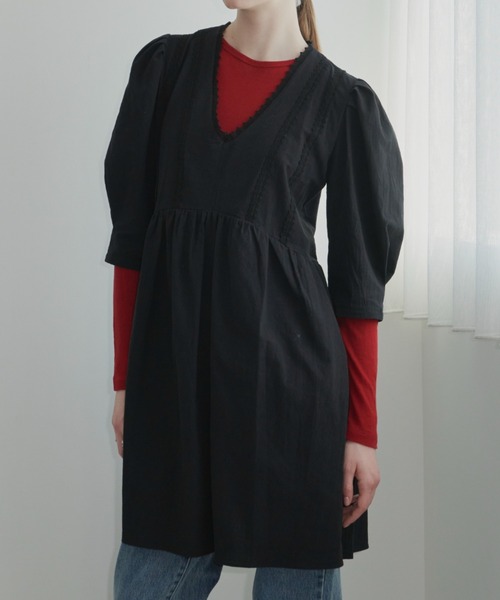 GIUNON（ジウノン）の「back stitch sheer tops / バックステッチシアートップス（Tシャツ/カットソー・レディース・レッド/ブルー/アイボリー・FREE）」の16枚目の写真