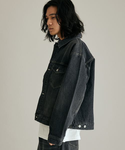 JOURNAL STANDARD（ジャーナルスタンダード）の「バギー デニムトラッカージャケット（デニムジャケット・メンズ・ブラック系その他/ブルー・SMALL/MEDIUM/LARGE）」の6枚目の写真