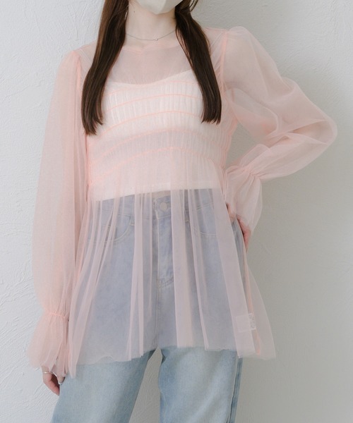 Ambre Neige(アンブルネージュ)の「sheer candy tops / シアーキャンディトップス(シャツ/ブラウス・レディース・アイボリー/ベビーピンク/ブラック・FREE)」の3枚目の写真