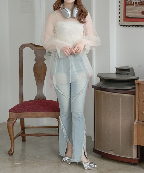 Ambre Neige(アンブルネージュ)の「sheer candy tops / シアーキャンディトップス(シャツ/ブラウス・レディース・アイボリー/ベビーピンク/ブラック・FREE)」の7枚目の写真