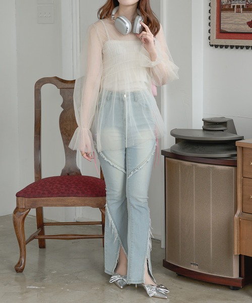 Ambre Neige(アンブルネージュ)の「sheer candy tops / シアーキャンディトップス(シャツ/ブラウス・レディース・アイボリー/ベビーピンク/ブラック・FREE)」の8枚目の写真