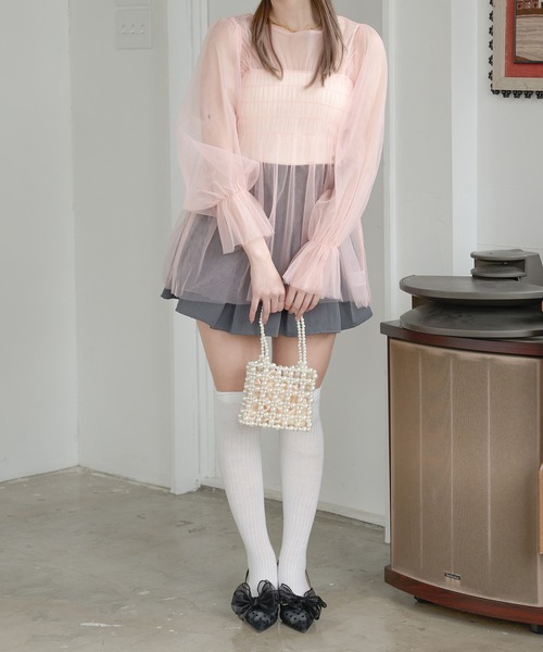 Ambre Neige(アンブルネージュ)の「sheer candy tops / シアーキャンディトップス(シャツ/ブラウス・レディース・アイボリー/ベビーピンク/ブラック・FREE)」の12枚目の写真