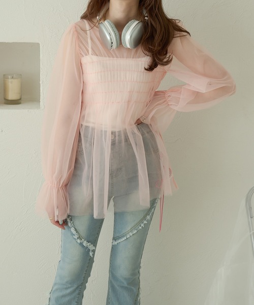 Ambre Neige(アンブルネージュ)の「sheer candy tops / シアーキャンディトップス(シャツ/ブラウス・レディース・アイボリー/ベビーピンク/ブラック・FREE)」の14枚目の写真