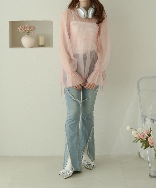 Ambre Neige(アンブルネージュ)の「sheer candy tops / シアーキャンディトップス(シャツ/ブラウス・レディース・アイボリー/ベビーピンク/ブラック・FREE)」の18枚目の写真