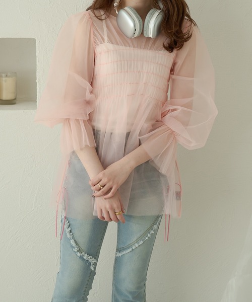 Ambre Neige(アンブルネージュ)の「sheer candy tops / シアーキャンディトップス(シャツ/ブラウス・レディース・アイボリー/ベビーピンク/ブラック・FREE)」の16枚目の写真