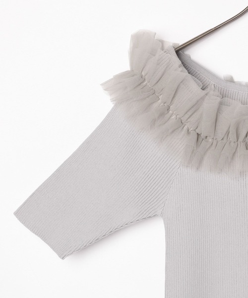 Heather（ヘザー）の「チュールオフショルニット（半袖）　118632（ニット/セーター・レディース・ブラック/グレー/オフホワイト・FREE）」の5枚目の写真