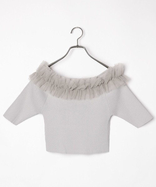 hachページ Heather（ヘザー）の「チュールオフショルニット（半袖） 118632