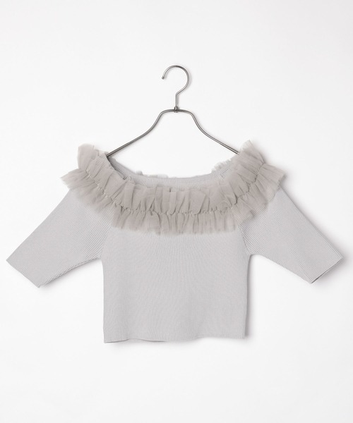 Heather（ヘザー）の「チュールオフショルニット（半袖）　118632（ニット/セーター・レディース・ブラック/グレー/オフホワイト・FREE）」の22枚目の写真