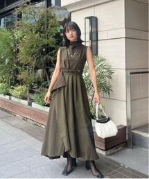 Ameri（アメリ）の「PINSTRIPE CONSTRUCTIVE DRESS（ワンピース）」 - WEAR