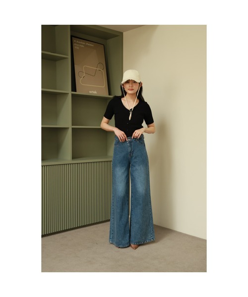 Vicente（ヴィセンテ）の「【脚長効果抜群！】Vicente wide denim（デニムパンツ・レディース・ブルー・S/M/XS）」の10枚目の写真