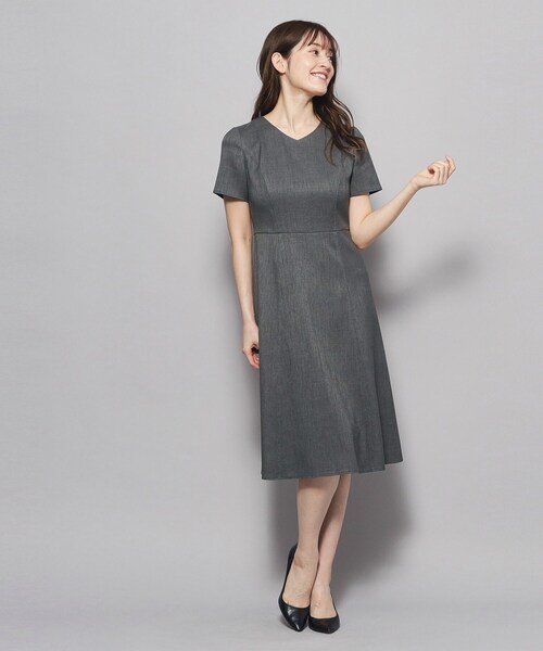 コロンuntitled 麻調 ワンピース 通勤 キレイめ グレー 定価3万 アシンメトリーカラーワンピース / GRACE CONTINENTAL | GRACE