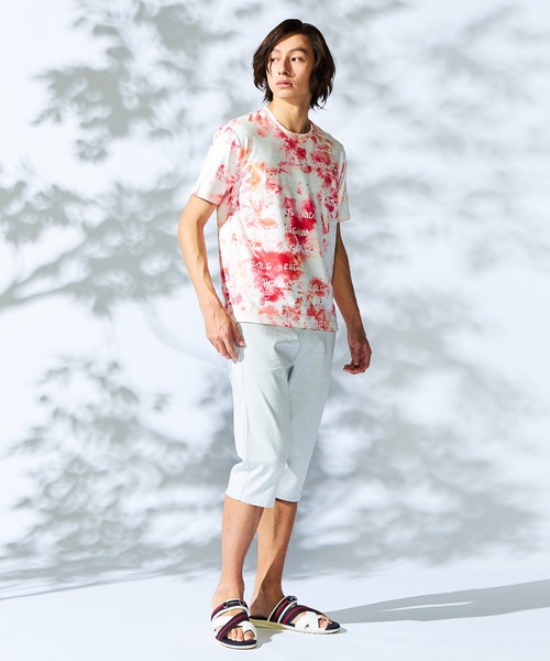 HIDEAWAYS NICOLE(ハイダウェイニコル)の「【WEB限定】ムラ柄ロゴプリント半袖Tシャツ(Tシャツ/カットソー・メンズ・ブラック/サックスブルー/オフホワイト/ピンク・MEDIUM/LARGE/X-LARGE)」の5枚目の写真