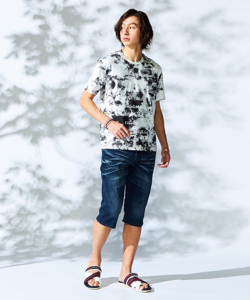 HIDEAWAYS NICOLE(ハイダウェイニコル)の「【WEB限定】ムラ柄ロゴプリント半袖Tシャツ(Tシャツ/カットソー・メンズ・ブラック/サックスブルー/オフホワイト/ピンク・MEDIUM/LARGE/X-LARGE)」の6枚目の写真