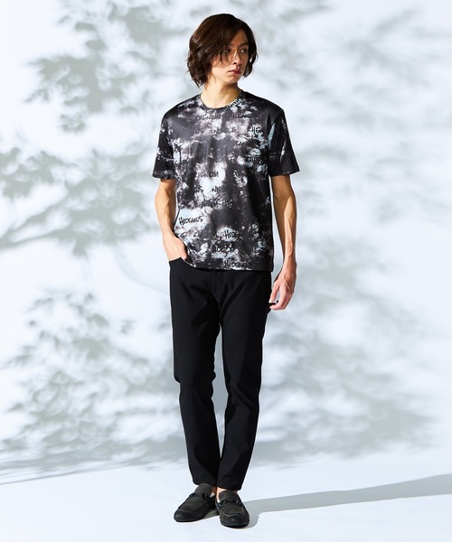 HIDEAWAYS NICOLE(ハイダウェイニコル)の「【WEB限定】ムラ柄ロゴプリント半袖Tシャツ(Tシャツ/カットソー・メンズ・ブラック/サックスブルー/オフホワイト/ピンク・MEDIUM/LARGE/X-LARGE)」の7枚目の写真
