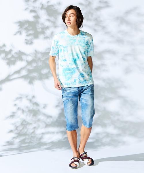 HIDEAWAYS NICOLE(ハイダウェイニコル)の「【WEB限定】ムラ柄ロゴプリント半袖Tシャツ(Tシャツ/カットソー・メンズ・ブラック/サックスブルー/オフホワイト/ピンク・MEDIUM/LARGE/X-LARGE)」の8枚目の写真